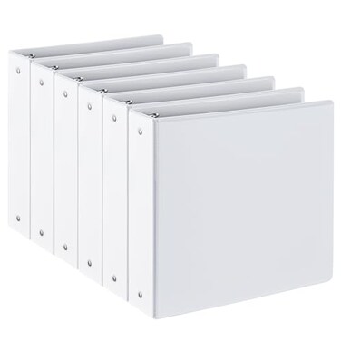 SUIN 2inch 3 Ring Binder with 2 Interior Pockets Heavy Duty 2 Binders Holds US Letter Size 85 x 11 Paper Versatile Binders for Office Home and School Use 6 Pack White
