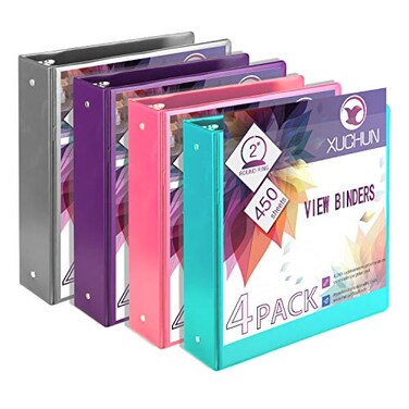XUCHUN 3 Ring Binders 2 InchClear View Binder with 2 Pockets Holds 450 Sheets 85x11 Inches Paper Customizable Cover Spine Large Capacity Binders for Office School Home Business