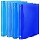 CHENGU 4 Packs 1 Inch Binder with Pocket 3 Round Ring Binder Plastic Flexible Refillable Notebook Soft Cover for Office Sheet Supplies Blue