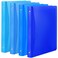CHENGU 4 Packs 1 Inch Binder with Pocket 3 Round Ring Binder Plastic Flexible Refillable Notebook Soft Cover for Office Sheet Supplies Blue