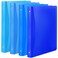 CHENGU 4 Packs 1 Inch Binder with Pocket 3 Round Ring Binder Plastic Flexible Refillable Notebook Soft Cover for Office Sheet Supplies Blue