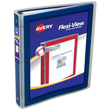 Avery FlexiView 3 Ring Binder 1 Inch Round Rings 1 Navy Blue Binder 17685