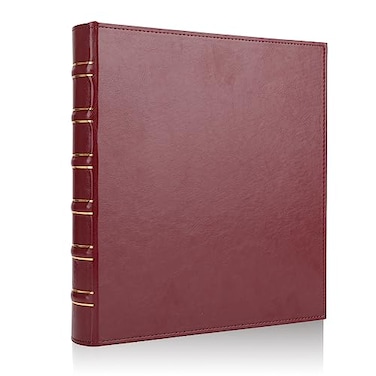 LETVPVOW Vintage Hardback 3 Ring Binder 1 Inch Professional Leather Binder 3 Ring Three Ring Binders Fits 85 x 11 D Ring Binders for Photo Album Home School and Office Supplies Dark Red
