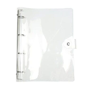 Mogoostry A4 Clear Soft PVC Round Ring Binders Dia 25mm 4Ring Binder Cover with Snap Button Closure for Loose Leaf Journal Planner Albums DIY A44 Holes247x320mm