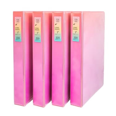 Yoobi 1 Inch Binder Set 3Ring Binders with 2 Pockets Perfect for School or Office Holds up to 220 Sheets 4 Pack Pink Ombre