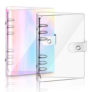 Betinyar 2 PCS A5 Rainbow Soft PVC Notebook Binder Refillable Paper Cover Clear Personal Planner With Loose Leaf A5