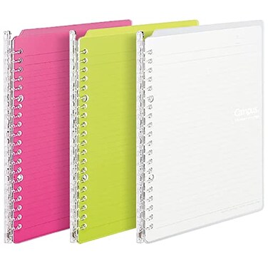 Kokuyo Campus Smart Ring Binders 3 Pack A5 Vivid Colors Binder Notebooks Up to 25 Sheets 20 Holes Slim Binder Folder with 10 Campus Sarasara Looseleaf Paper Each for Study and Journal Japan Import