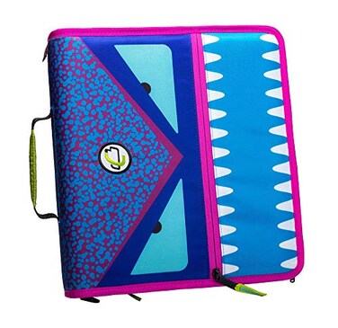Case it Caseit The Dual 2in1 Zipper Binder Two 15Inch DRings 600 Sheet Capacity Pencil Pouch Multiple Pockets School Office Organizer with Shoulder Strap Dual101 Monster Design Purpal