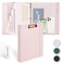 Etzul Hardcover 3 Ring 1 inch Leather Binder Letter Size Binder Dividers with Tabs PVC Zipper Pouch Professional Organizer Faux Rose Pink Leather