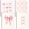 ReliThick 4 Pcs Letter Size Cute Bow 3 Ring Binder 1 Inch Round Ring with Interior Pockets Decorative Cute Binders Clipboard Binder Coquette School Supplies for School OfficePink