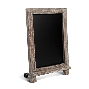 HBCY Creations Rustic Wooden Tabletop Chalkboard with LegsVintage Wedding Table SignSmall Kitchen Countertop Memo BoardAntique Wooden Frame 95 x 14 Inches 5 Weathered Brown