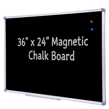 DexBoard 36 x 24 Inch Magnetic Black Chalkboard for Wall WallMounted School Blackboard with Aluminum Frame for Teachers Written on by Regular Chalk