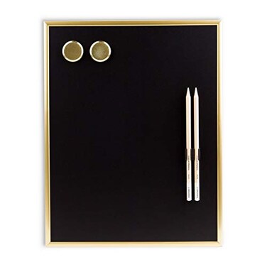 U Brands Magnetic Chalkboard 11 x 14 Gold Metal Frame Premium Matte Surface Includes Chalk Pencils and Magnets