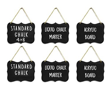 Advanced Group Corp. 6 Chalkboard Sign Hanging Acrylic 4x6 Double Sided for Standard Chalk Other Side for Chalk Marker Message Signs Mini Blackboard Advanced Group Corp