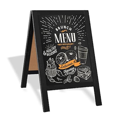 Ilyapa Wooden AFrame Sign with Eraser Chalk 21 x 30 Inches Magnetic Sidewalk Chalkboard Black Menu Display for Restaurant Business or Wedding