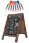 YZLIANGYUAN Rustic Whitewash Double Sided Chalkboard 7586 Tabletop Stand Small Countertop Chalkboard Easel with 8Pcs Liquid Chalk for Menu Kitchen Restaurants Bar Wedding and Home Decor