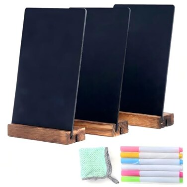 KOOLDE 79x51 Desktop Chalkboard Sign with Wood Base Message Board Menu Board Chalkboard for Shop Wedding Kitchen Home Party 3 Pack 79x51