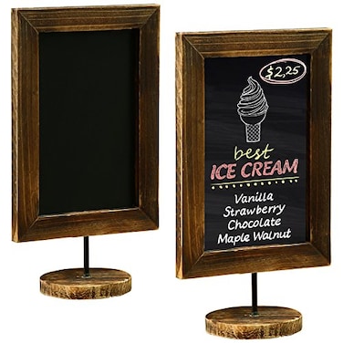 MyGift Chalkboard Signs127 Inch Mini Chalkboard Signs for TablesSmall Kitchen Countertop Memo BoardOffice Products Framed Tabletop Chalkboard Sign with StandWedding Table SignSet of 2