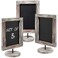 MyGift Set of 3 Tabletop Chalkboard Sign with Torched Wood Frame and Round Base Decorative Wedding Table Place Card Signage Rustic Small Kitchen Countertop Memo Board