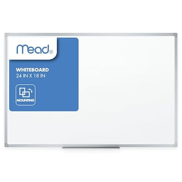Mead Dry Erase Board 24 x 18 NonMagnetic Whiteboard For Wall WhiteSilver Z85355