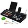DOLLAR BOSS Glass Desk Whiteboard Small Dry Erase Board Desktop White Board with Storage Drawer Computer Keyboard Stand Desk Organizer Office Accessories School Supplies with 4 Markers 1 Rag Black