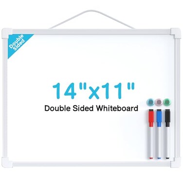 MaxGear Small Dry Erase Board 14x11 Double Sided Hanging Whiteboard for Wall Mini White Board with 3 Dry Erase Markers and 3 magnets Portable Whiteboard for Planning Learning Writing Drawing Memo