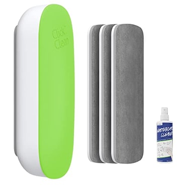 CLICK CLEAN Replaceable Dry Erase Board Eraser 4in1 Magnetic Whiteboard Eraser with 3 Replaceable Felt Pads Free 34oz Whiteboard Cleaner Included Intended for Classroom Home and Office