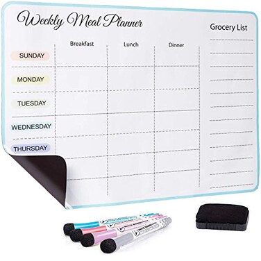 Yuc 15x11 inch Menu Board for Kitchen Weekly Meal Planner Magnetic Weekly Menu Board Meal Plan Menu Planner for Fridge Fridge Menu Magnet