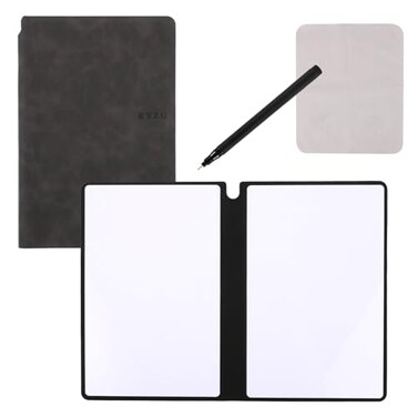 NQEUEPN Portable A5 Dry Erase Notebook 94x65 Inch Reusable Dry Erase Notebook Erasable Notebook Whiteboard Notebook for Business Home Office Deep Grey