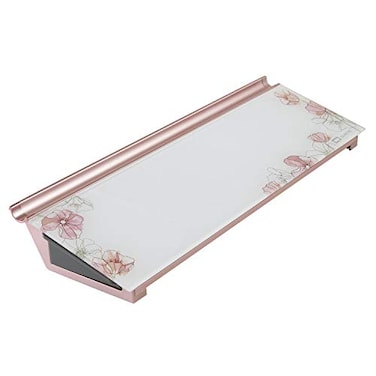 Quartet Glass Dry Erase White Board 18W x 6H Compact Desktop Whiteboard with Storage Drawer Floral GDP186P
