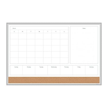 U Brands Magnetic Dry Erase 4in1 Calendar White Board 36 x 48 Silver Aluminum Frame