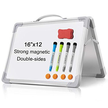 H-Qprobd HQprobd Small Dry Erase White Board 16x 12 Double Sided Mini Foldable Magnetic Desktop whiteboard for Kids Drawing Teacher Instruction and Meeting Discuss