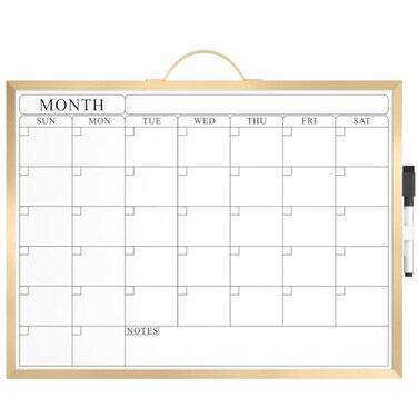 MaxGear Monthly Calendar Whiteboard 16 x 12 Inch Double Sided Dry Erase Calendar for Wall Small Hanging White Board Aluminum Frame Portable Whiteboard for Home Office School Planner