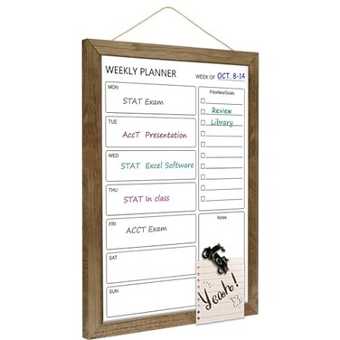 TORASO Dry Erase White Board Weekly Calendar Board Magnetic Whiteboard for Wall106x147 Solid Wood Rustic Brown Framed Message Board Planner Board for Office Home SchoollWeeklyBBRB2737