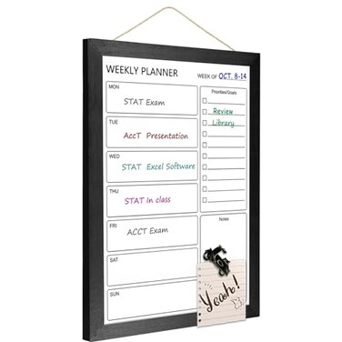 TORASO Dry Erase White Board Weekly Calendar Board Magnetic Whiteboard for Wall 106x147 Solid Wood Black Framed Message Board Planner Board for Office Home SchoolWeeklyBBBK2737