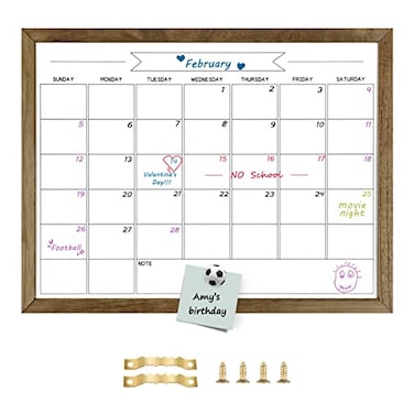 TORASO Dry Erase Monthly Calendar Whiteboard Magnetic White Board for Wall OfficeSchoolHome Solid Wood Frame Hanging Board for DecorationKitchen Grocery List177x 236YLRB4560B
