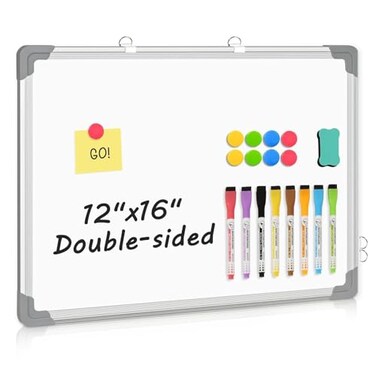 AMUSIGHT DoubleSided White Board 16 x 12 Dry Erase Board Small Whiteboard for Wall Magnetic Hanging White Board Dry Erase for College Dorm Room School Home Office