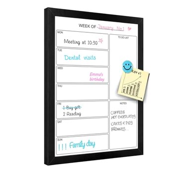 Aitakatta Weekly Dry Erase Whiteboard Calendar 157x118 Magnetic Surface Memo Board Minimal Design Weekly Planner for Wall Black Wood Frame Dry Erase Board for Office School HomeZLBBSBK2636