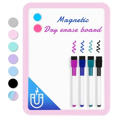 VUSIGN Small White Board Dry Erase 85 x 11 Magnetic Dry Erase Board Mini Whiteboard with Markers for Students Fridge Wall Locker Pink