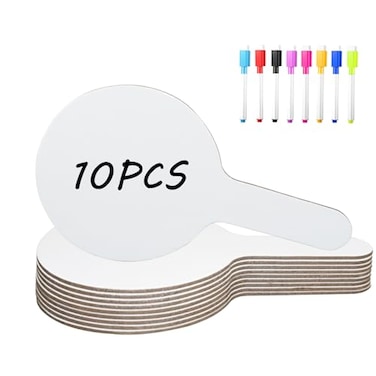 ZPOYOT 18Pcs Dry Erase Answer Paddles with Markers Thickened Handheld Double Sided Paddles Mini White Boards Small Dry Erase Signs Auction Paddles for Students Classroom Bidding Voting Games