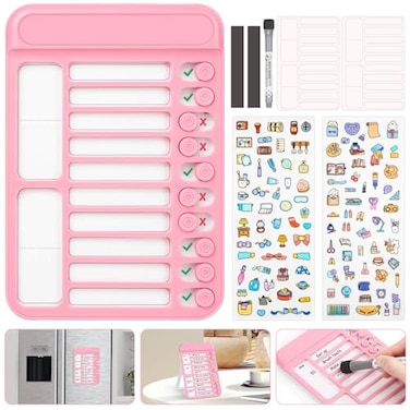Audab Dry Erase Chore Chart for Kids Magnetic Checklist Board My Chores Slider Chart to Do List Board Routine Reward Chart Schedule Board Task Tracker for Home Refrigerator Wall Desk Pink