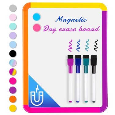 VUSIGN Small White Board Dry Erase 85x11 Magnetic Dry Erase Board Mini Whiteboard with Markers for Fridge Wall Locker Colorful Frame