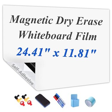 Jumuboard SelfAdhesive Dry Erase Whiteboard Sticker 2441 x 1181 Magnetic Receptive White Board Wall Film No Ghosting Easy Write Clean Peel Stick for Office Home ClassroomIncl Accessories