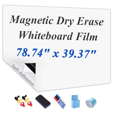 Jumuboard SelfAdhesive Dry Erase Whiteboard Sticker 7874 x 3937 Magnetic Receptive White Board Wall Film No Ghosting Easy Write Clean Peel Stick for Office Home ClassroomIncl Accessories