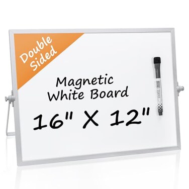 HongyiTime Dry Erase Magnetic White Board 16 x 12DoubleSided Desktop Whiteboard with Stand Portable Magnetic Tabletop Erase Board for DrawingOffice Home School