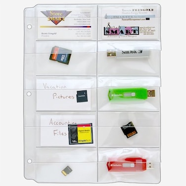 STORE SMART StoreSMART Plastic Pages Memory SD Cards and Business Cards with Flaps for 3Ring Binders 10Pack VH308F10