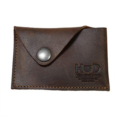 HideDrink Hide Drink Leather Business Card Case Cash Holder Accessories Handmade Includes Bourbon Brown