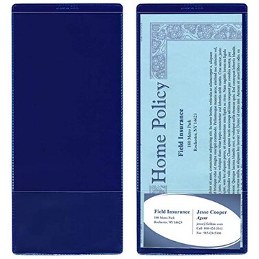 STORE SMART StoreSMART Plastic PolicyLotto Ticket Holders with Business Card Pocket Single Unit INS30NB1 Navy Blue
