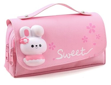 MCWTH Pencil Case for Girls Kids Large Capacity Cute Pencil Box with Compartments School Organizer Pen Pouch Sakura Pink Sakura Pink pencil case