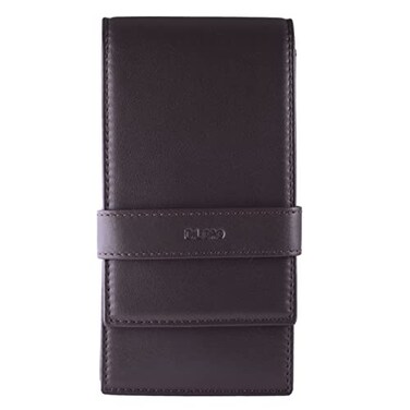 DiLoro Leather Quad Pen Case Pencil Pouch Holder for Four Fountain Ballpoint Rollerball Pens and Pencils Nappa Brown